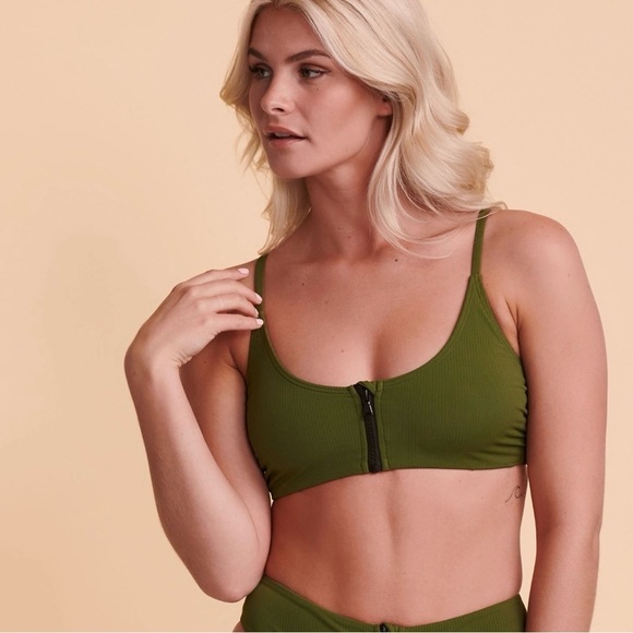 Bikini Village Other - My Bikini Story NWT Olive Green Zip Bikini Top - Women’s XS